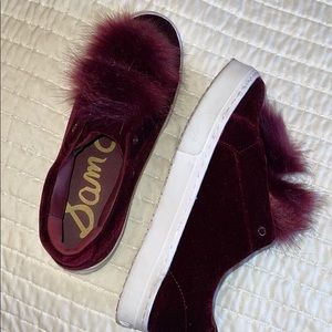 wine colored platform velvet sneakers!